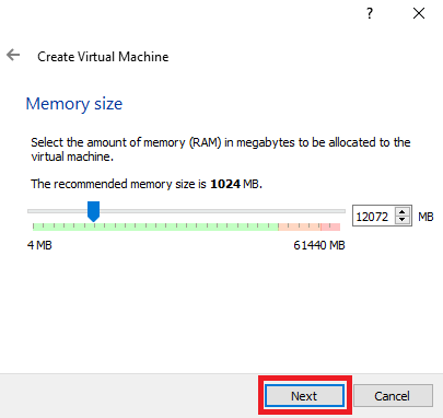 virtual machine memory size